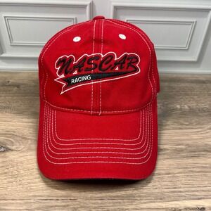 Checkered Flag Sports NASCAR Racing Hat Mens Adjustable Red Contrast Stitch